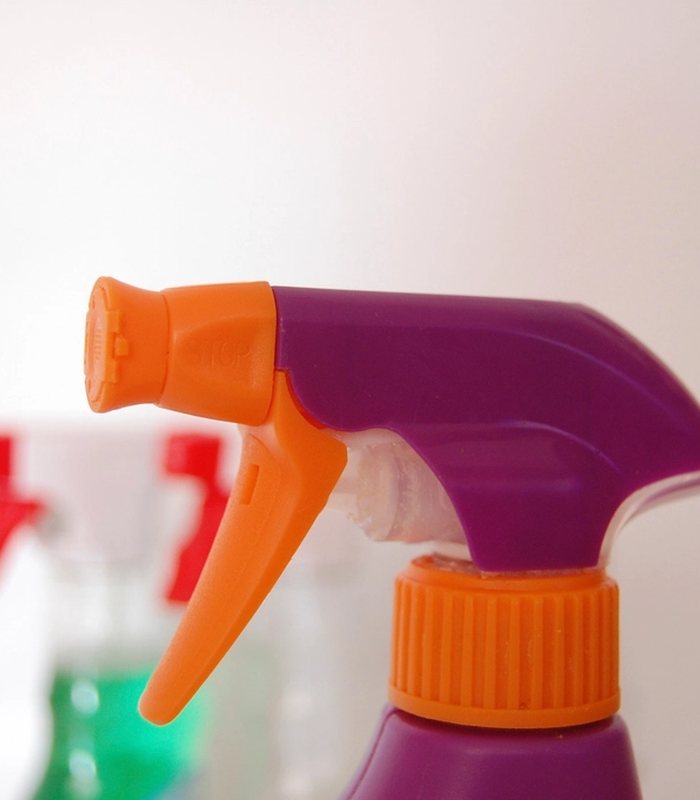 Spray bottles used for targeted pest control treatment rather than broadcast spraying